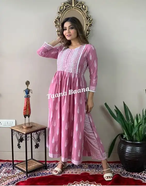Women embroidered naira cut kurta pant set  uploaded by Aleexa Outlet on 3/17/2023