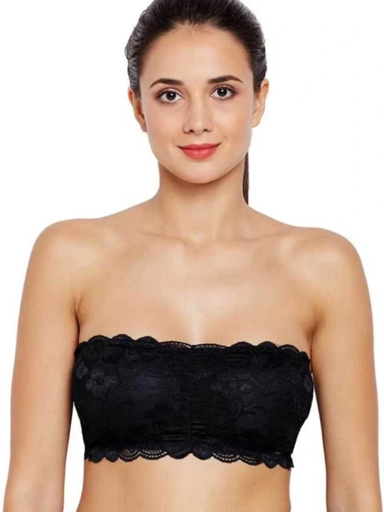 Lace Wrapped Chest Stretch Boob Tube Top Strapless Bandeau Bra  uploaded by Trendy collections on 3/17/2023