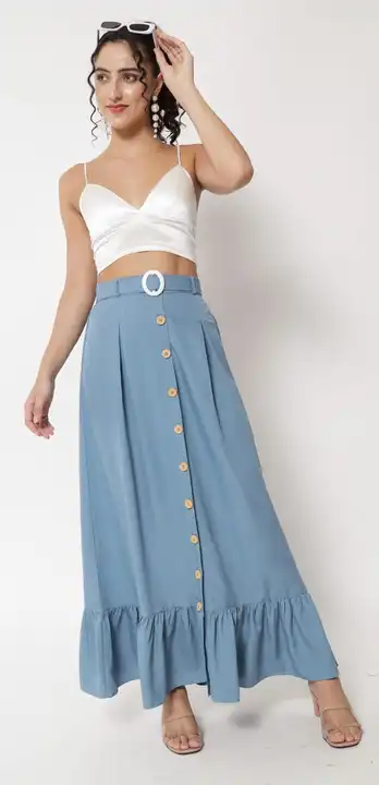 Poly Creap skirt only 2 size and 2 colour available free shipping  uploaded by Takshvi collection on 3/18/2023