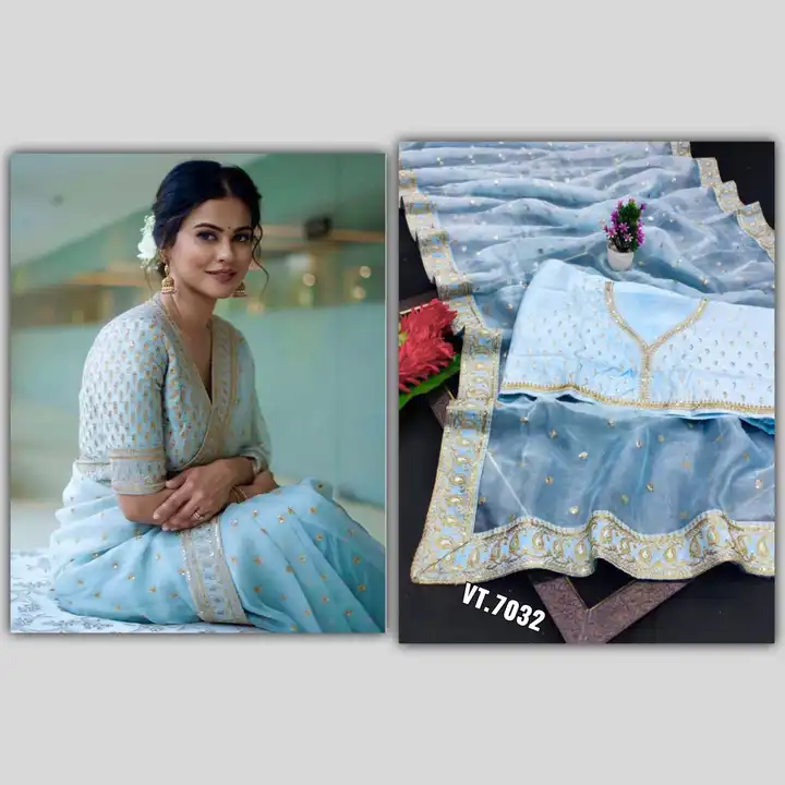 ☘️🛎️🛎️ NEW launching 🛎️🍀

*🔖 VT.7032🧝*

🥻 Sari Fabric: Premium Organza butti work with Embroi uploaded by Vishal trendz 1011 avadh textile market on 3/18/2023