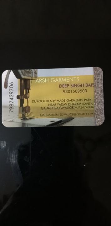 Visiting card store images of Aarsh Garments