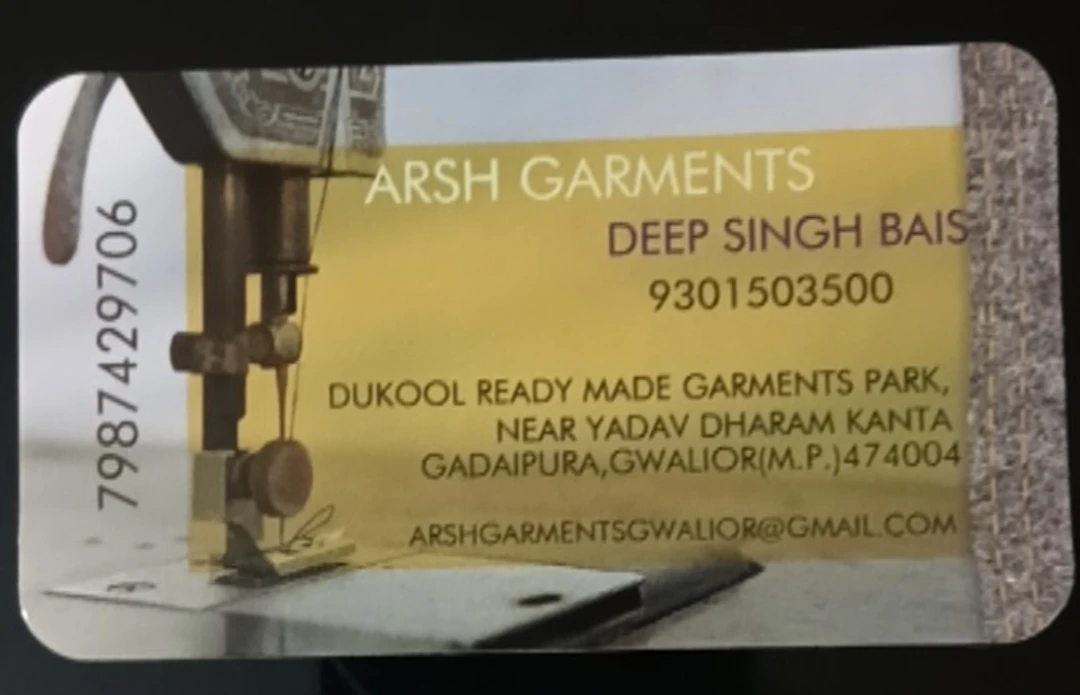 Visiting card store images of Aarsh Garments