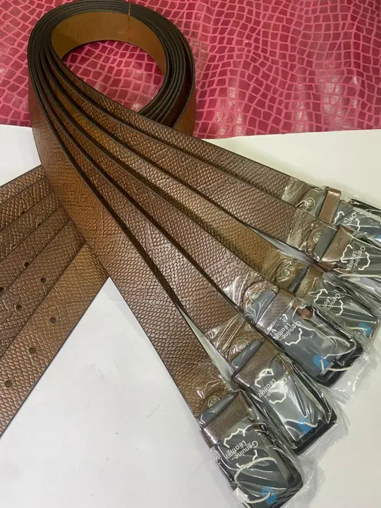 Snake print grain leather belt 40mm  uploaded by Shariq enterprises on 3/18/2023