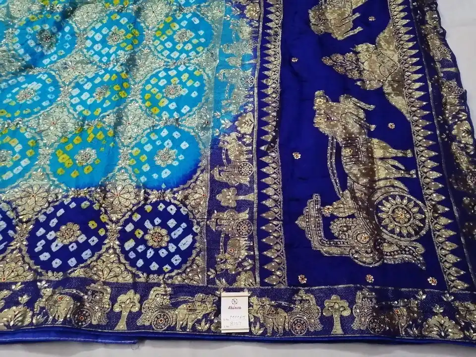 Tapeta Silk Bandhani saree with Stone work uploaded by business on 3/18/2023