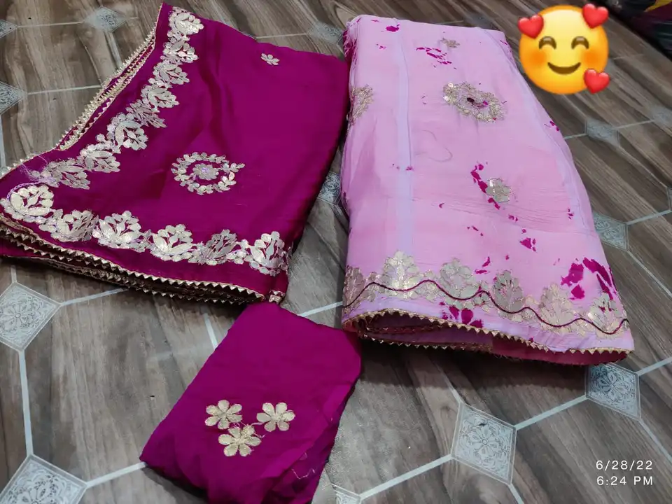 *New launch beautiful* beautiful chinnon lahnga with contrast duppta and blouse heavy blouse  uploaded by Shreet Creations on 3/18/2023