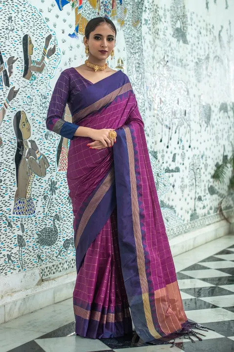 Rich pallu with allover malti chex design saree uploaded by DHANANJAY CREATIONS on 3/18/2023