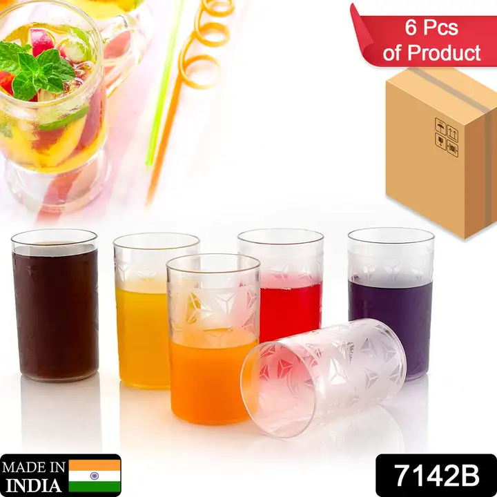 7142B Round Plastic Water Glass Juice Beer Wine Plastic Unbreakable Transparent Glass Set ( 300ml 6p uploaded by DeoDap on 3/18/2023