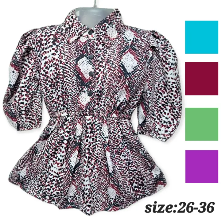 Fullsleeve collar printed top uploaded by Royal creation on 3/18/2023