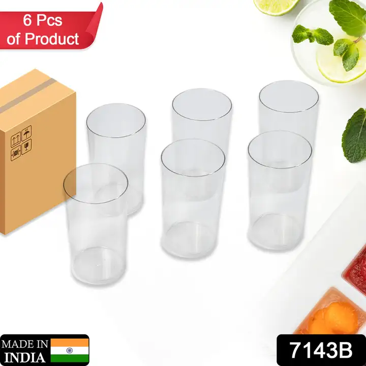 7143B Round Clear Plastic Water Glass Juice Beer Wine Plastic Unbreakable Transparent Glass Set ( 30 uploaded by DeoDap on 3/18/2023