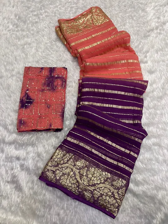 New Arrivals 🥰🥰🥰
Km
Pure viscose georgette saree with zari lines on all over the saree as shown

 uploaded by Divya Fashion on 3/18/2023