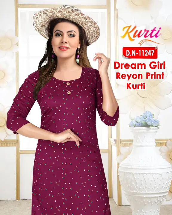 Dream girl rayon print kurti uploaded by YASHRAJ Textiles on 3/18/2023