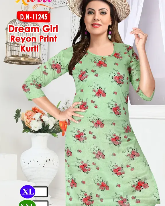 Dream girl rayon print kurti uploaded by YASHRAJ Textiles on 3/18/2023