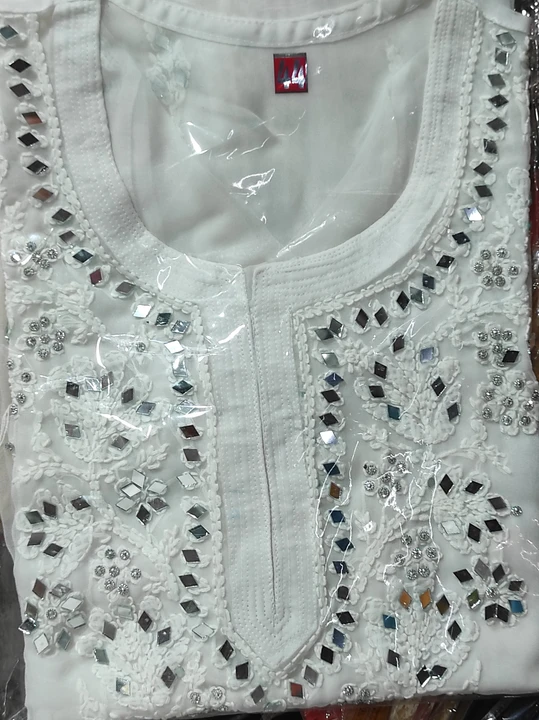 Chiken kurti mirror work with inner  uploaded by business on 3/18/2023