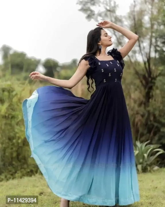 Navy Blue Georgette Gown  uploaded by Udaan on 3/19/2023