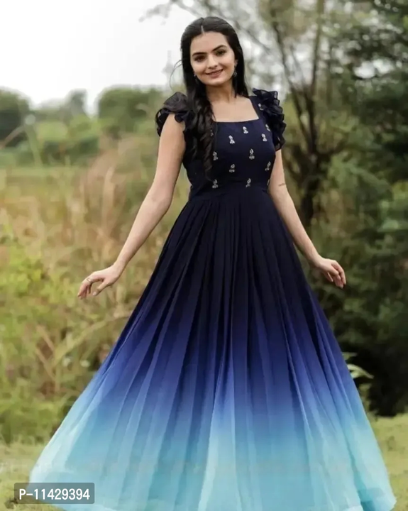 Navy Blue Georgette Gown  uploaded by Udaan on 5/30/2024