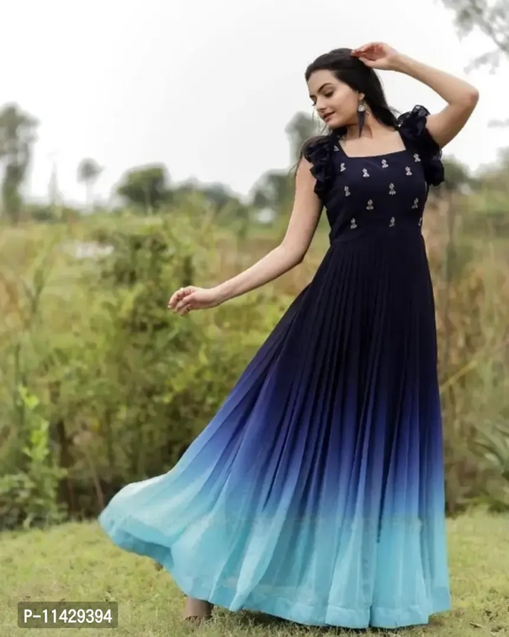 Navy Blue Georgette Gown  uploaded by Udaan on 3/19/2023