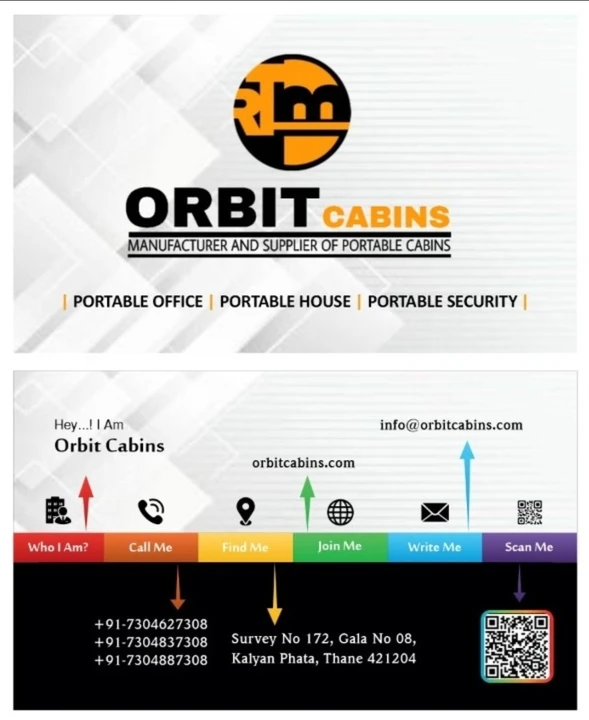Visiting card store images of Orbit Cabins