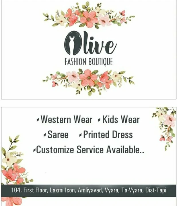 Visiting card store images of Olive fashion boutique