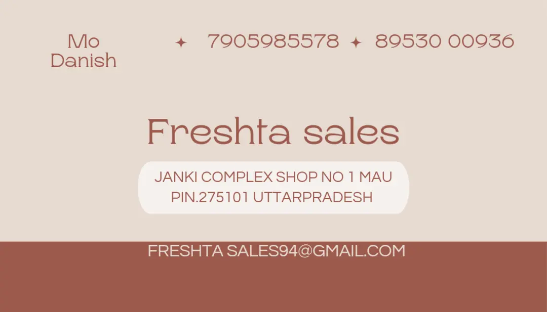 Visiting card store images of Freshta sales 
