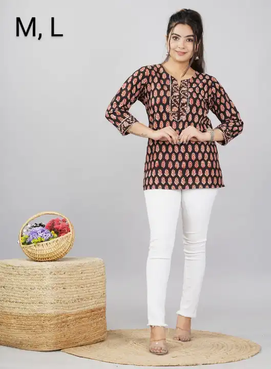 *Exclusive New collection of Bagru hand block printed Cotton Short Tops in  Bagruprint, ,dabuprint, uploaded by business on 3/19/2023