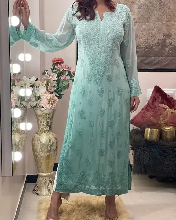 🌟Viscose Chikankari Handwork Kurti 🌟 uploaded by The Lucknoweez 7319858017 on 3/19/2023