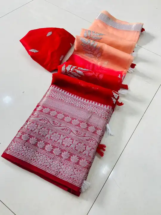 Organza saree pending saree  uploaded by Fashion designer saree  on 3/19/2023