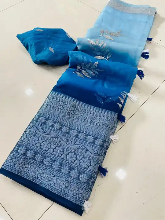 Organza saree pending saree  uploaded by Fashion designer saree  on 3/19/2023