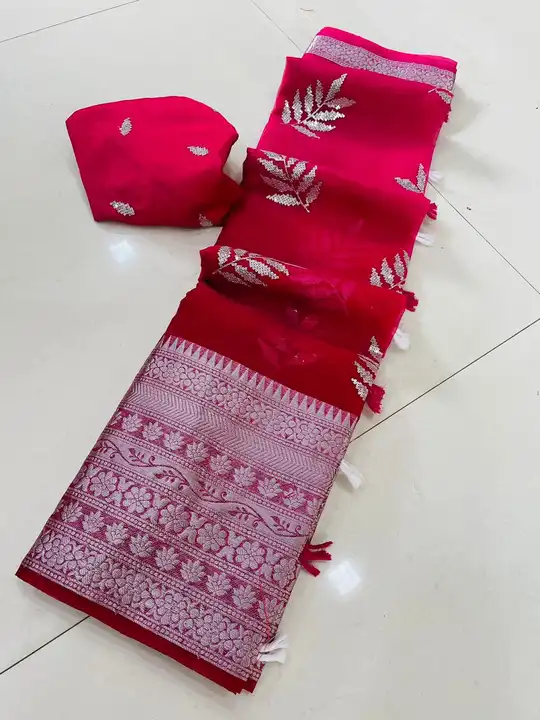 Organza saree pending saree  uploaded by Fashion designer saree  on 3/19/2023