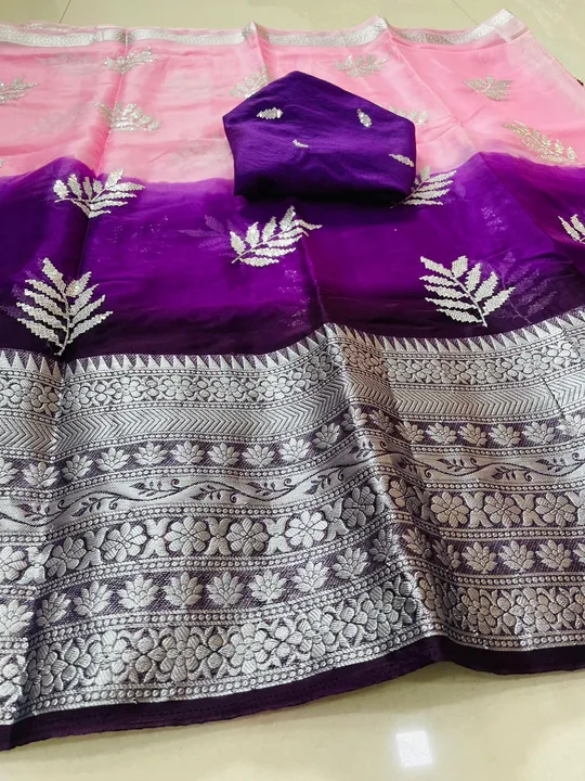 New soft orgenza pending saree uploaded by Fashion designer saree  on 3/19/2023