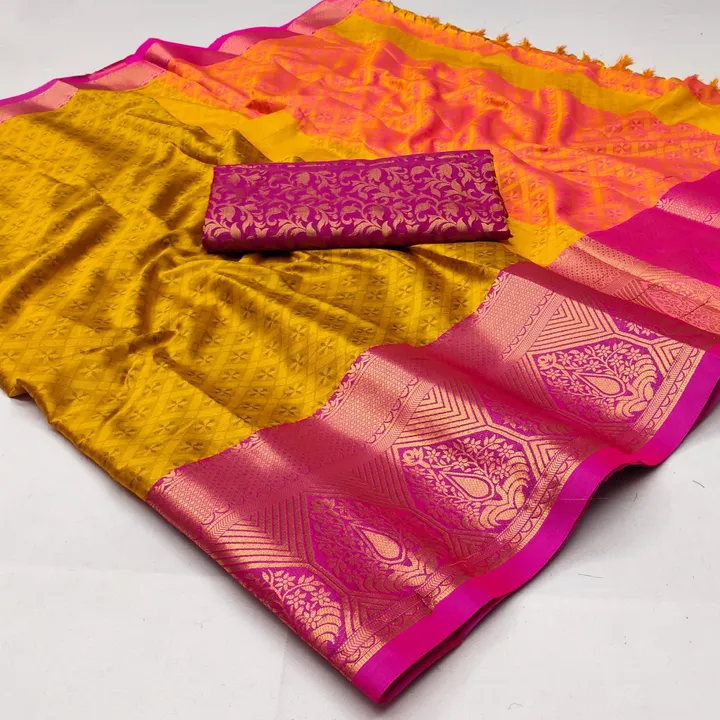 

*Fabric*: Aura Cotton Silk with Broad contrast jacquard work border with Jacquard blouse*😍

*Sare uploaded by Maa Arbuda saree on 3/19/2023