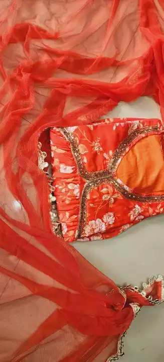 Orange anarkali  A line flare rose suit uploaded by B S Creation on 3/19/2023