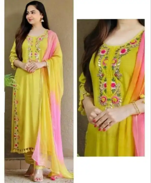 Buy Yellow & Pink Kurta Suit Sets for Women by Seerat Online | Ajio.com