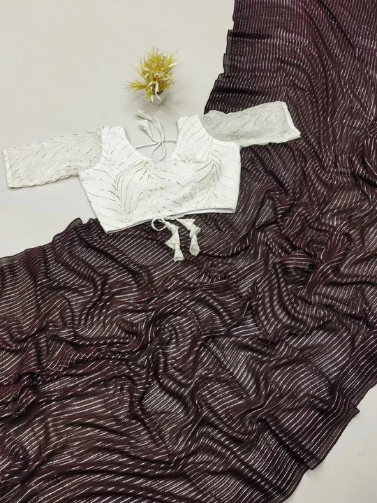 Viscose Silk Stitched Blouse Saree uploaded by Om Shivam Creation on 3/19/2023