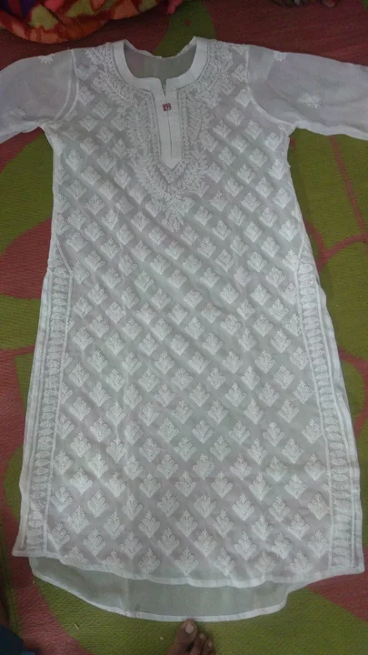 Chikan kurti fully handmade 4 colour   uploaded by Surya Chikankari mens kurta pajama manufacturer on 3/19/2023
