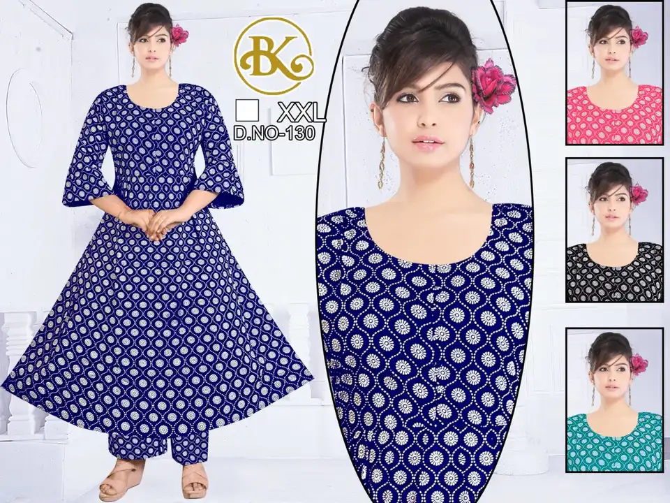 Anarkali kurti with pant uploaded by Evergreen on 3/19/2023