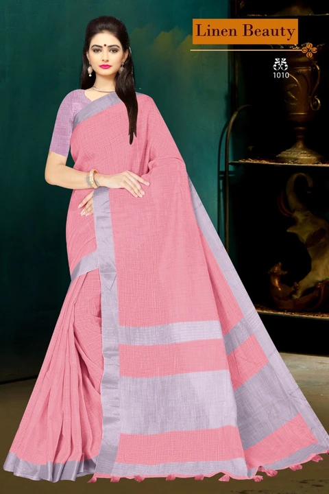 Pure heavy linen saree uploaded by N k sarees on 3/19/2023