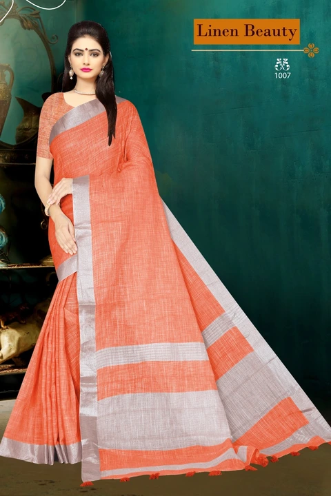 Pure heavy linen saree uploaded by N K SAREES  on 3/19/2023