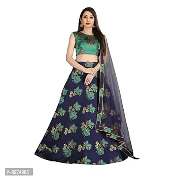 PREDZTHING Women's Semi-Stitched Zari gota Satin Digital print Lehngha Choli
 uploaded by Shreeji New Fashion on 3/19/2023