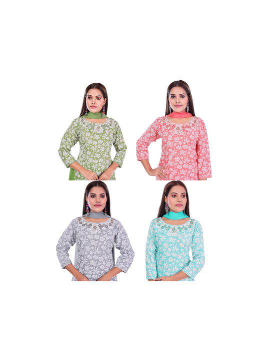 Kurti set with nack embroidery uploaded by business on 3/19/2023