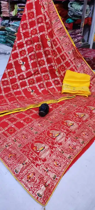 🥳pure Russian silk
 🥳GHATCHOLA 🥳 saree with beautiful zari waiving saree
🎉 nice colours and top  uploaded by Gotapatti manufacturer on 3/19/2023
