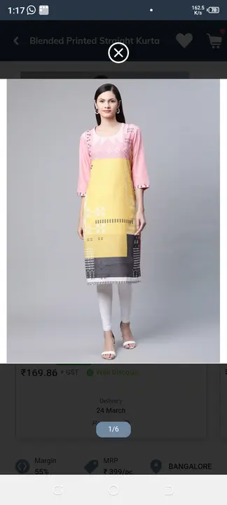 Crepe kurti length 46 inc uploaded by business on 3/20/2023