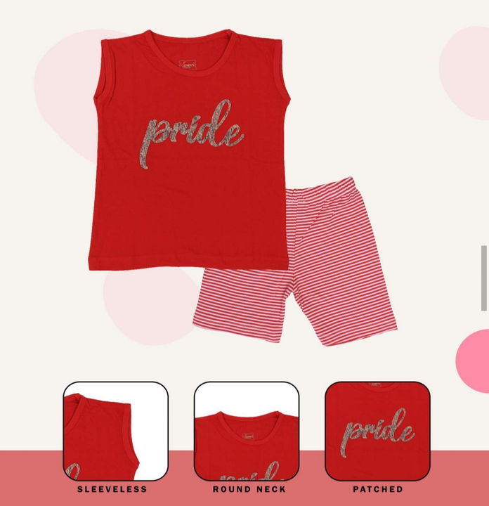 Sleeveless T-shirt with patched and shorts uploaded by Baby's Pride Creation on 3/20/2023