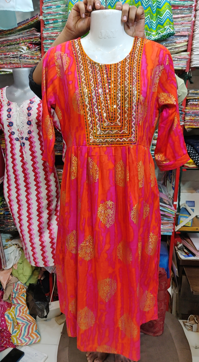Gold print frock  uploaded by Rafiya Creation on 3/20/2023