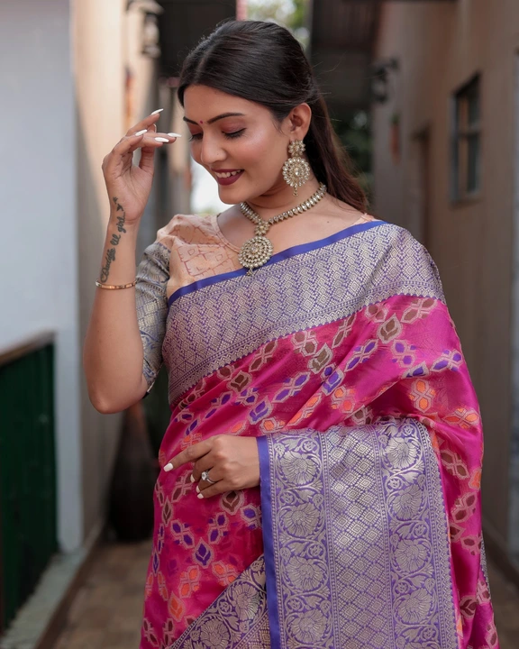 Launching Padmashree Soft Banarasi Handloom Ikkat Weaving Soft Silk Saree
 uploaded by Taha fashion from surat on 3/20/2023
