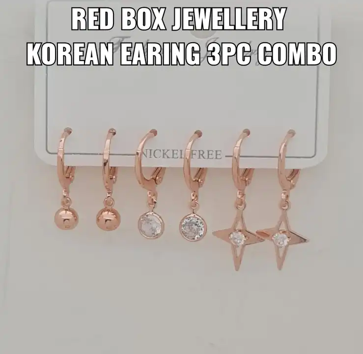 *🌹RED BOX JEWELLERY*
*🌹KOREAN EARING 3PC COMBO*
*🌹200+&* uploaded by Taha fashion from surat on 3/20/2023