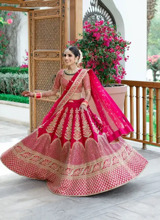 Dark Pink Type Colored Party Wear Lehenga Choli With Embroidery Work uploaded by business on 3/20/2023