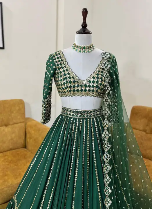 Green Colour Embroidered Attractive Party Wear Lehenga Choli uploaded by Ashokawholesellarfashionstore on 3/20/2023