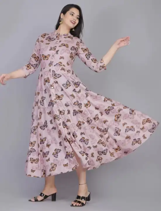 Women's Printed Full Long Gown Dress Kurti for Casual for Women and Girls - Pink uploaded by Manisukmi Fashion  on 3/20/2023