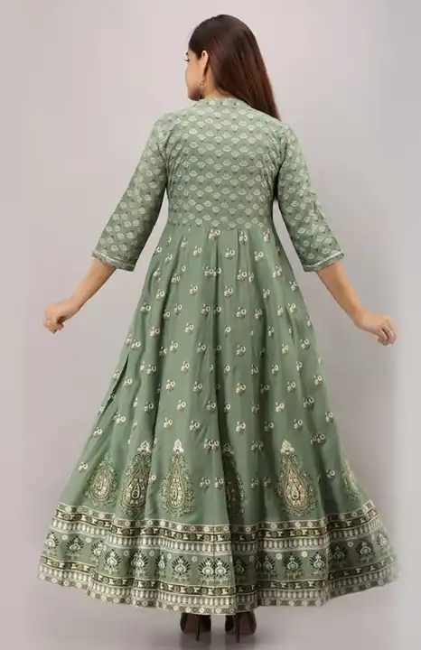 Women's Printed Full Long Gown Dress Kurti for Casual for Women and Girls - Green uploaded by Manisukmi Fashion  on 3/20/2023