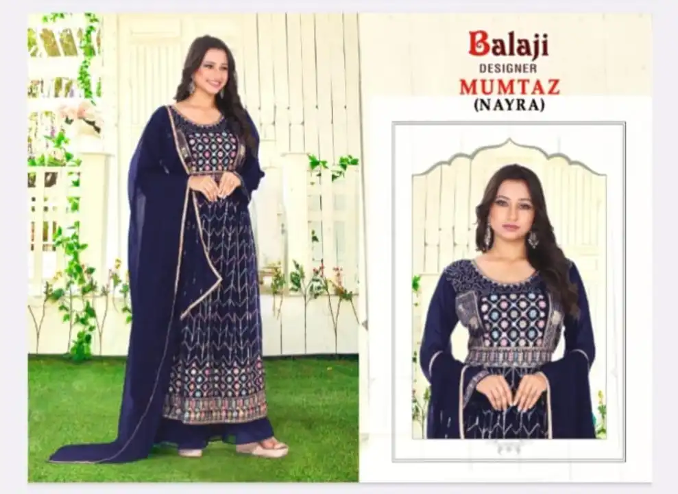 "
 Sr no.81132
 *Mumtaz Nayra Cut Balaji Designer Plazzo Style Suits*

Top : Blooming Georgette
Bott uploaded by Roza Fabrics on 3/20/2023